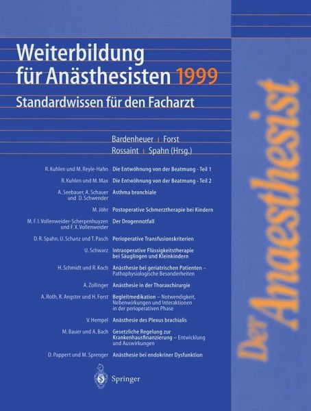 Weiterbildung für Anästhesisten 1999 (eBook, PDF)
