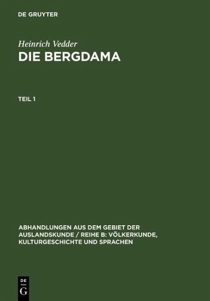 Heinrich Vedder: Die Bergdama. Teil 1 (eBook, PDF)