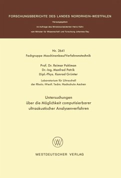 Untersuchungen über die Möglichkeit computisierbarer ultraakustischer Analysenverfahren (eBook, PDF) - Pohlman, Reimar