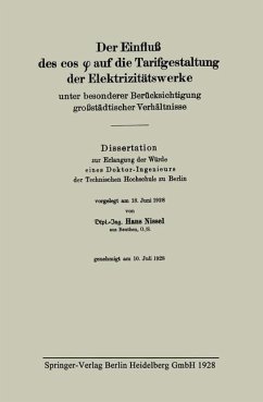 Cover Der Einfluß des cos f auf die Tarifgestaltung der Elektrizitätswerke unter besonderer Berücksichtigung großstädtischer Verhältnisse (eBook, PDF)