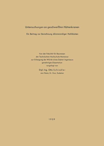 Untersuchungen an geschweißten Hüttenkranen (eBook, PDF) Untersuchungen an geschweißten Hüttenkranen (eBook, PDF)