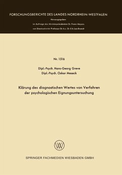 Klärung des diagnostischen Wertes von Verfahren der psychologischen Eignungsuntersuchung (eBook, PDF) - Greve, Hans-Georg; Meseck, Oskar
