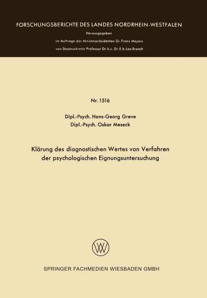 Klärung des diagnostischen Wertes von Verfahren der psychologischen Eignungsuntersuchung (eBook, PDF)