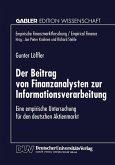Der Beitrag von Finanzanalysten zur Informationsverarbeitung (eBook, PDF)