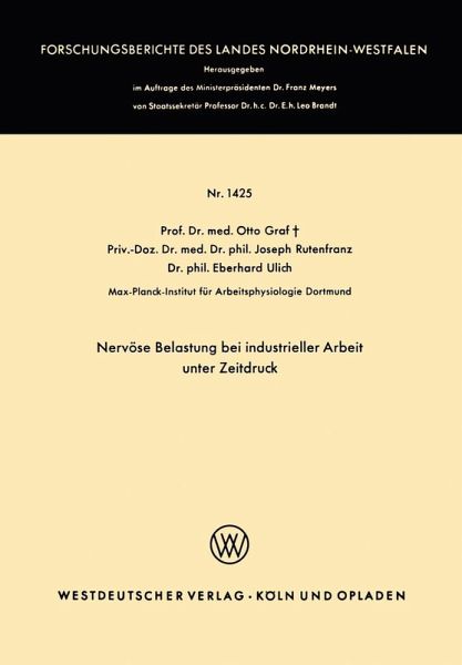 Nervöse Belastung bei industrieller Arbeit unter Zeitdruck (eBook, PDF)