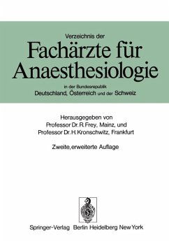 Cover Verzeichnis der Fachärzte für Anaesthesiologie in der Bundesrepublik Deutschland, Österreich und der Schweiz (eBook, PDF)