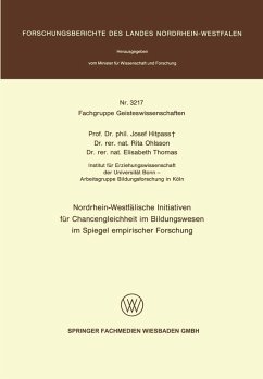 Nordrhein-Westfälische Initiativen für Chancengleichheit im Bildungswesen im Spiegel empirischer Forschung (eBook, PDF) - Hitpass, Josef