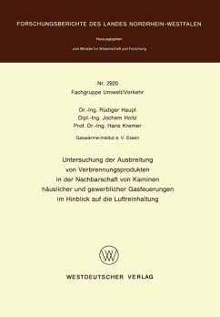 Cover Untersuchung der Ausbreitung von Verbrennungsprodukten in der Nachbarschaft von Kaminen häuslicher und gewerblicher Gasfeuerungen im Hinblick auf die Luftreinhaltung (eBook, PDF)
