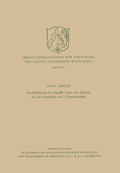 Die Bedeutung der Begriffe Stasis und Aponoia für das Verständnis des 1. Clemensbriefes (eBook, PDF) - Mikat, Paul