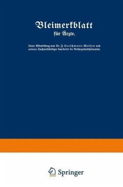 Bleimerkblatt für Ärzte (eBook, PDF) - Curschmann-Wolfen, Fritz