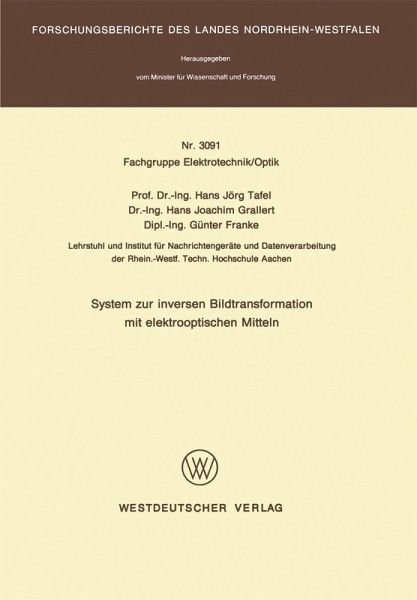 System zur inversen Bildtransformation mit elektrooptischen Mitteln (eBook, PDF)