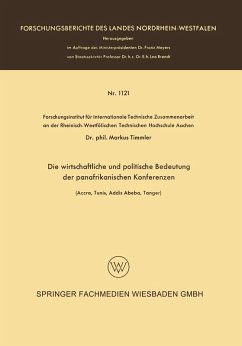 Die wirtschaftliche und politische Bedeutung der panafrikanischen Konferenzen (eBook, PDF) - Timmler, Markus