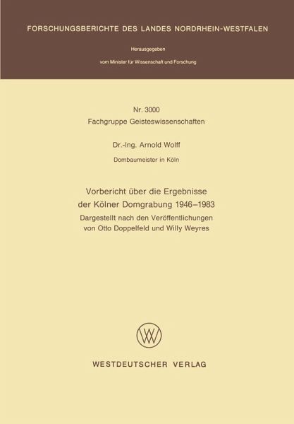Vorbericht über die Ergebnisse der Kölner Domgrabung 1946 - 1983 (eBook, PDF)