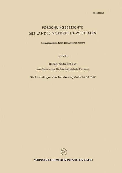 Die Grundlagen der Beurteilung statischer Arbeit (eBook, PDF)
