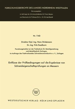 Cover Einflüsse der Prüfbedingungen auf die Ergebnisse von Schneideigenschaftsprüfungen an Messern (eBook, PDF)