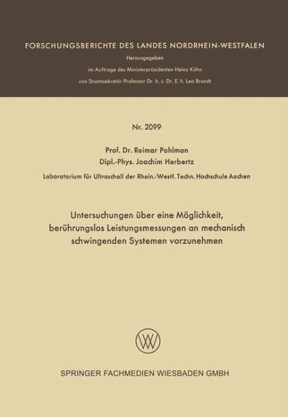 Untersuchungen über eine Möglichkeit, berührungslos Leistungsmessungen an mechanisch schwingenden Systemen vorzunehmen (eBook, PDF)