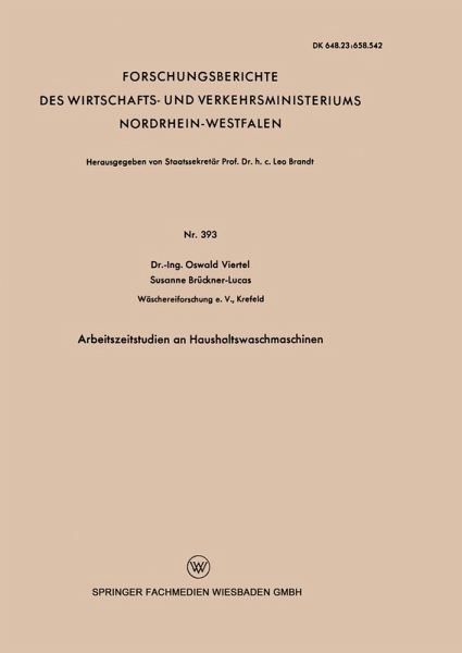 Arbeitszeitstudien an Haushaltswaschmaschinen (eBook, PDF)