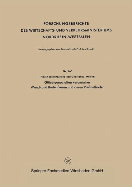 Güteeigenschaften keramischer Wand- und Bodenfliesen und deren Prüfmethoden (eBook, PDF)