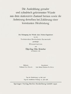 Cover Die Auskühlung gerader und zylindrisch gekrümmter Wände aus dem stationären Zustand heraus sowie die Anheizung derselben bei Zuführung einer konstanten Heizleistung (eBook, PDF)