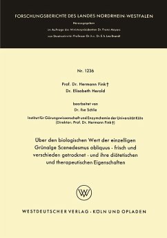 Über den biologischen Wert der einzelligen Grünalge Scenedesmus obliquus - frisch und verschieden getrocknet - und ihre diätetischen und therapeutischen Eigenschaften (eBook, PDF) - Fink, Hermann