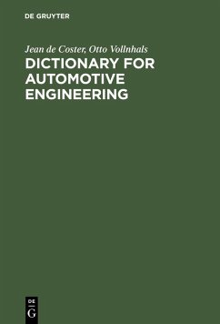 Dictionary for Automotive Engineering (eBook, PDF) - Coster, Jean de; Vollnhals, Otto