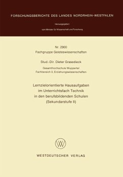 Lernzielorientierte Hausaufgaben im Unterrichtsfach Technik in den berufsbildenden Schulen (Sekundarstufe II) (eBook, PDF) - Grasedieck, Dieter