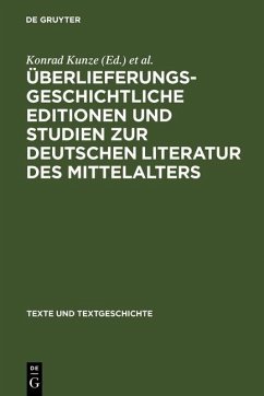 Cover Überlieferungsgeschichtliche Editionen und Studien zur deutschen Literatur des Mittelalters (eBook, PDF)