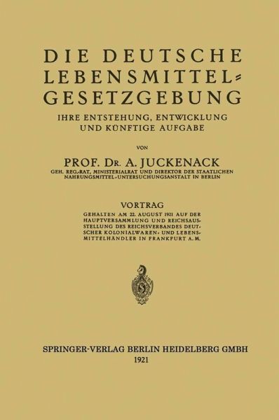 Die Deutsche Lebensmittelgesetzgebung (eBook, PDF)
