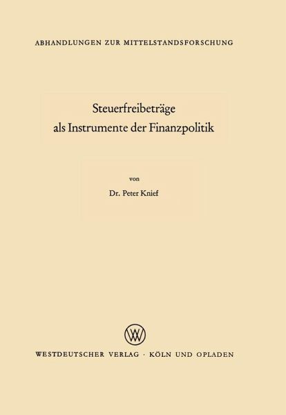 Steuerfreibeträge als Instrumente der Finanzpolitik (eBook, PDF)
