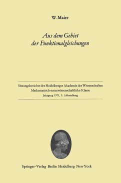 Aus dem Gebiet der Funktionalgleichungen (eBook, PDF) - Maier, Wilhelm