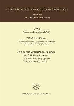 Cover Zur analogen Großsignalaussteuerung von Feldeffekttransistoren unter Berücksichtigung des Subthreshold-Gebietes (eBook, PDF)