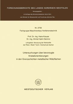 Cover Untersuchungen über bevorzugte Kristallorientierungen in den Grenzschichten metallischer Wälzflächen (eBook, PDF)