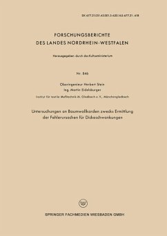 Untersuchungen an Baumwollkarden zwecks Ermittlung der Fehlerursachen für Dickeschwankungen (eBook, PDF) - Stein, Herbert