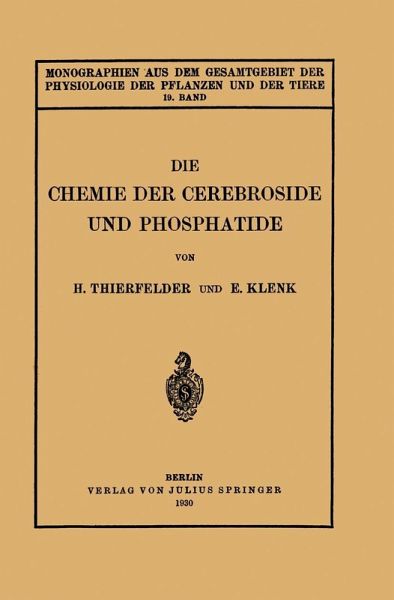 Die Chemie der Cerebroside und Phosphatide (eBook, PDF) Die Chemie der Cerebroside und Phosphatide (eBook, PDF)
