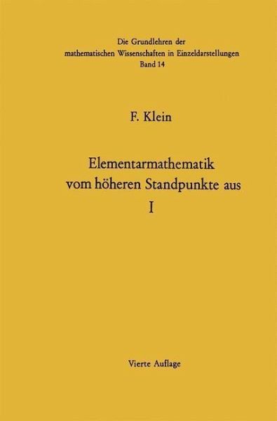 Elementarmathematik Vom Höheren Standpunkte Aus (eBook, PDF)