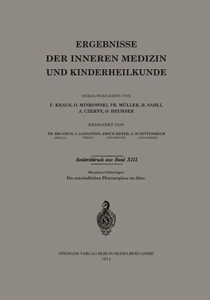 Die entzündlichen Pleuraergüsse im Alter (eBook, PDF)