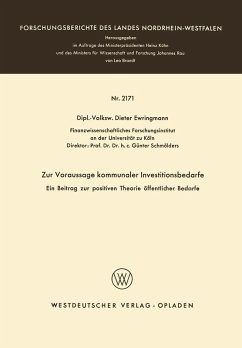 Zur Voraussage kommunaler Investitionsbedarfe (eBook, PDF) - Ewringmann, Dieter