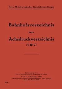 Cover Bahnhofsverzeichnis zum Achsdruckverzeichnis (eBook, PDF)