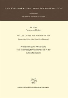 Cover Präzisierung und Anwendung von Thrombozytenfunktionstests in der Kinderheilkunde (eBook, PDF)