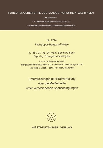 Untersuchungen der Kraftverteilung über die Meißelbreite unter verschiedenen Spanbedingungen (eBook, PDF)