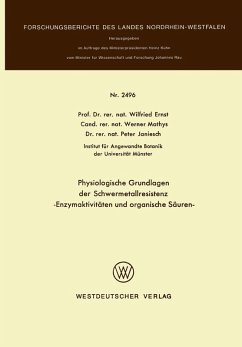 Physiologische Grundlagen der Schwermetallresistenz (eBook, PDF) - Ernst, Wilfried
