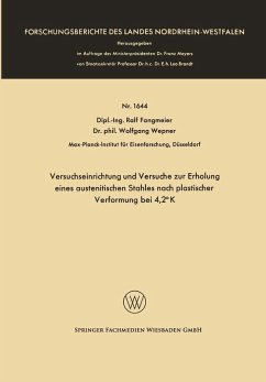 Versuchseinrichtung und Versuche zur Erholung eines austenitischen Stahles nach plastischer Verformung bei 4,2° K (eBook, PDF) - Fangmeier, Ralf