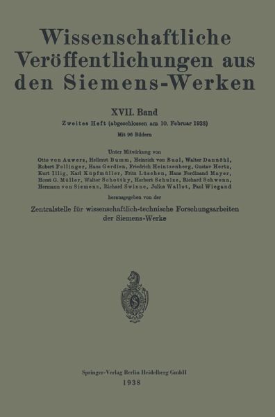 Wissenschaftliche Veröffentlichungen aus den Siemens-Werken (eBook, PDF)