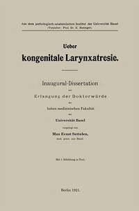 Ueber kongenitale Larynxatresie (eBook, PDF) - Settelen, Max Ernst