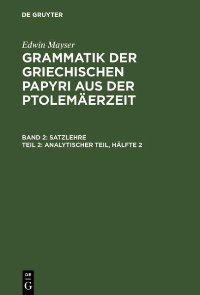 Analytischer Teil, Hälfte 2 (eBook, PDF)