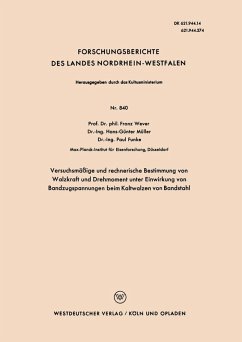 Cover Versuchsmäßige und rechnerische Bestimmung von Walzkraft und Drehmoment unter Einwirkung von Bandzugspannungen beim Kaltwalzen von Bandstahl (eBook, PDF)