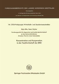 Konzentration und Kooperation in der Textilwirtschaft der BRD (eBook, PDF) - Görler, Peter