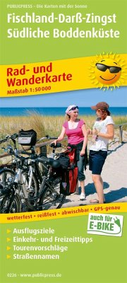 PublicPress Rad- und Wanderkarte Fischland-Darß-Zingst, Südliche Boddenküste