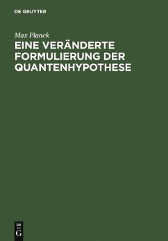 Cover Eine veränderte Formulierung der Quantenhypothese (eBook, PDF)
