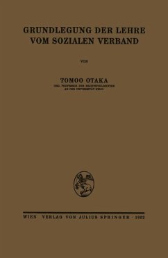 Grundlegung der Lehre vom sozialen Verband (eBook, PDF) - Otaka, Tomoo